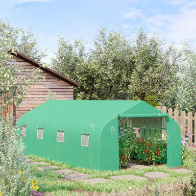 Lirra Traditional Heavy Duty Polytunnel Greenhouse With UV Resistant Cover And Roll-Up Doors