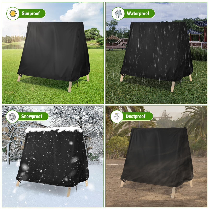 Black Waterproof Outdoor Swing Cover for A-Frame Patio Furniture
