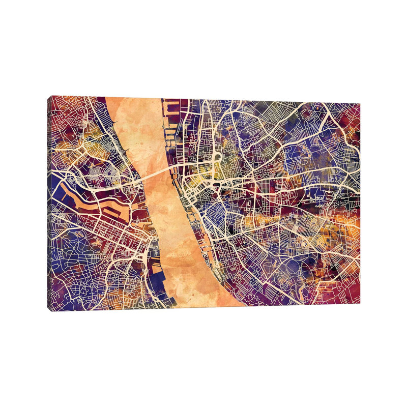 Liverpool England Street Map I by Michael Tompsett - Wrapped Canvas Gallery-Wrapped Canvas Giclée, 20.32 cm H x 30.48 cm W