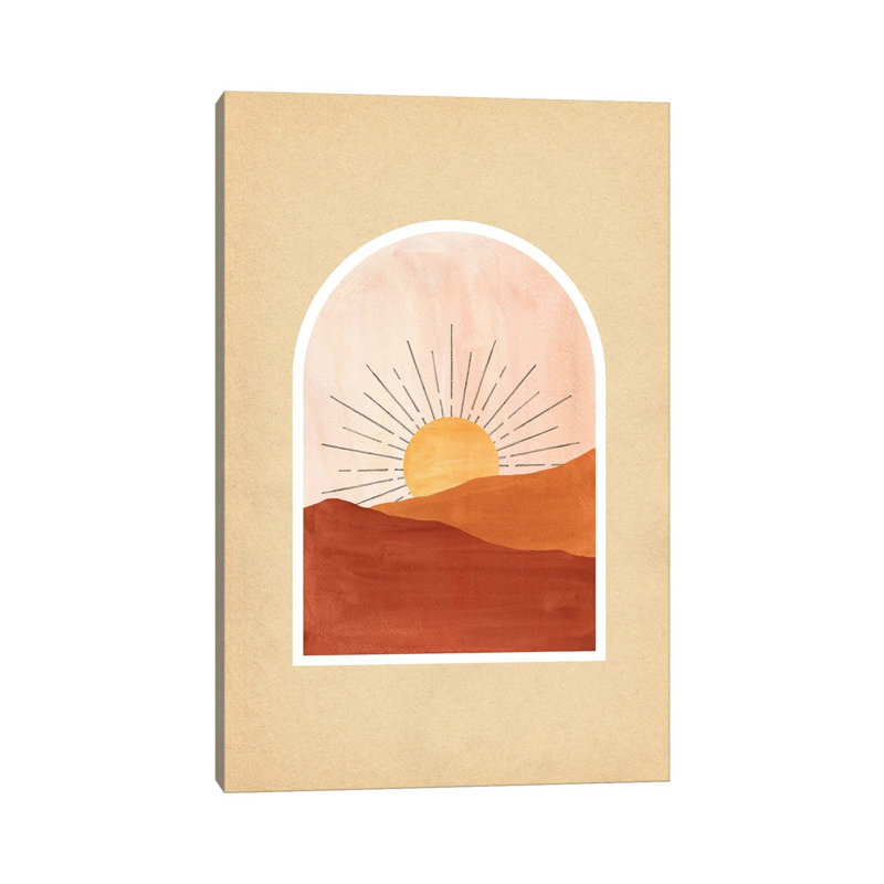 Terracotta Boho Sunrise 1 Piece Painting on Canvas, 101.6cm H x 66.04cm W x 3.81cm D, Wrapped Canvas