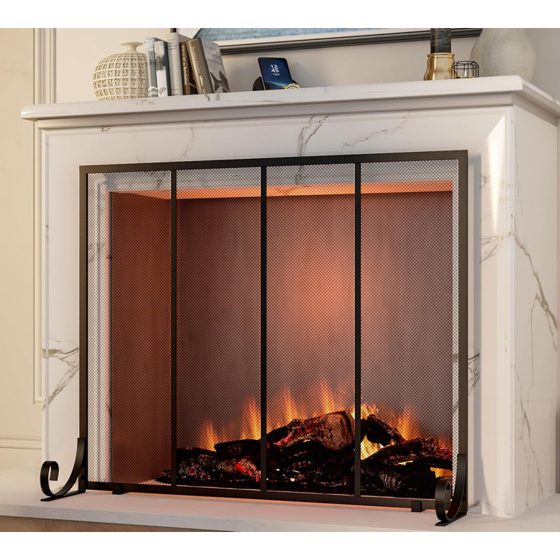 Couvercle de barrière en métal forgé à écran plat pour pare-étincelles pour la maison, clôture de sécurité en maille décorative pour foyer, protection pour bébé