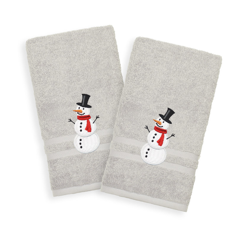 Snowman Turkish Cotton Hand Towel, Gray