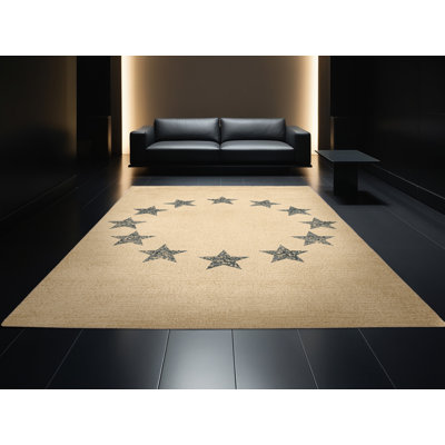 Tapis abstrait moelleux et moelleux à motif abstrait brun et beige moderne Espinal