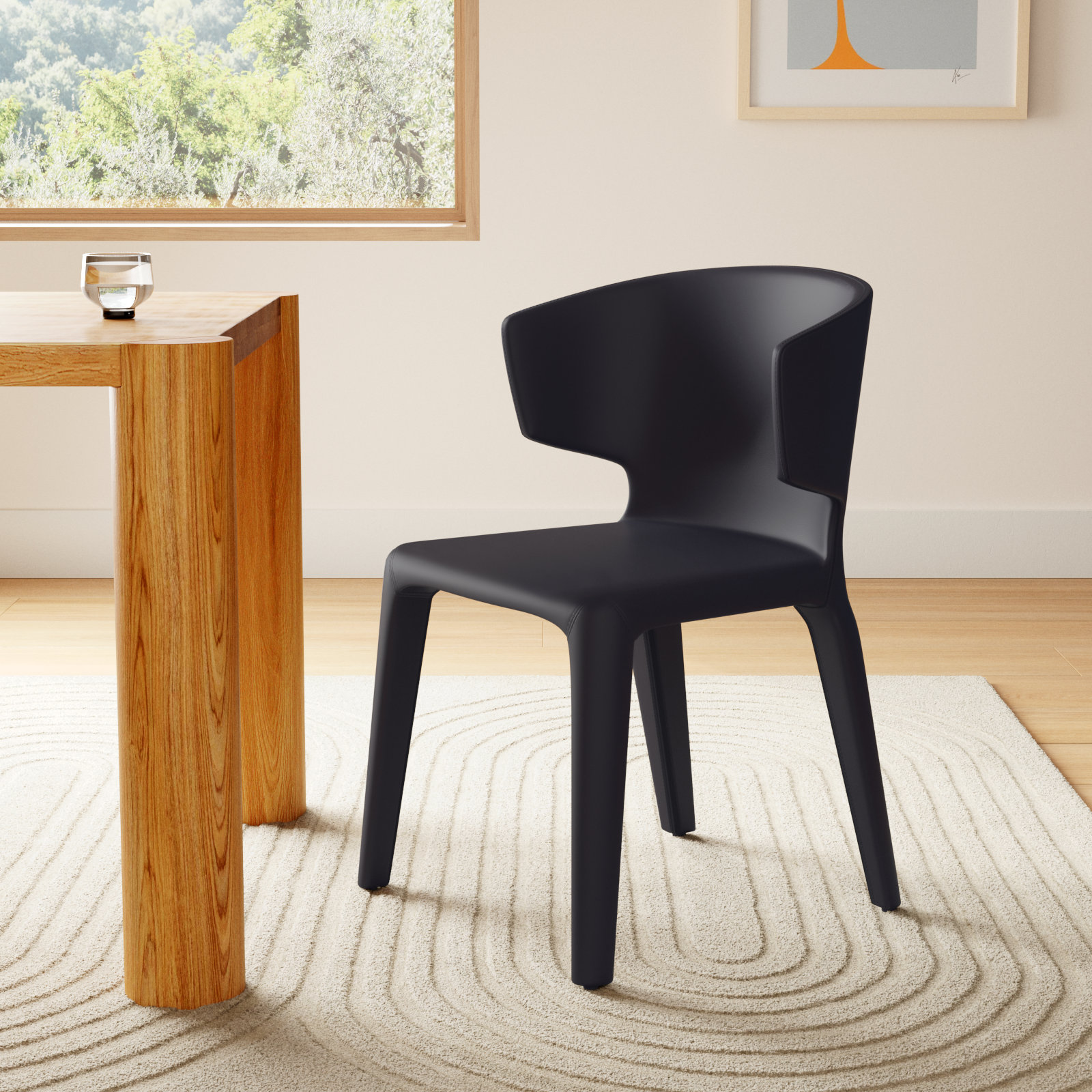 Cesar Upholstered Side Chair, Black