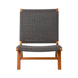 Patio Sense Costa Rica Lounge Chair, Eucalyptus Wood Construction ,Woven Web Seat-Charcoal Gray