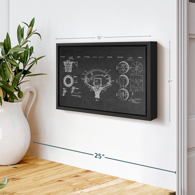 Basketball Patents, reproduction sur toile, H 9 po x l 13 po