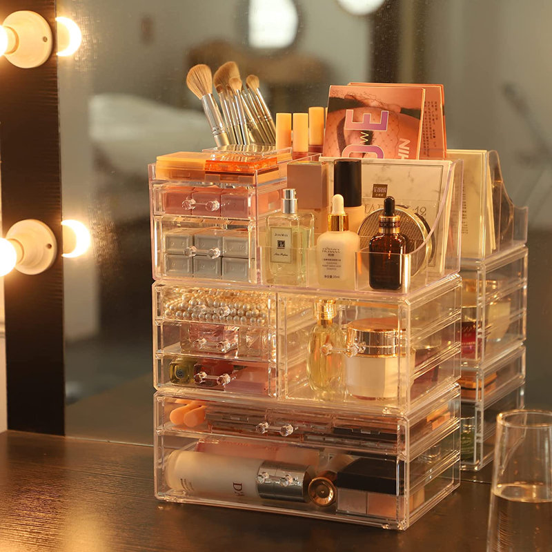 Plastic 8 Compartment Makeup Organizer