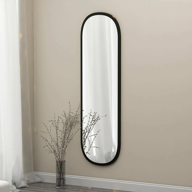 Magnum mirror, 120cm x 40cm, in white, Black