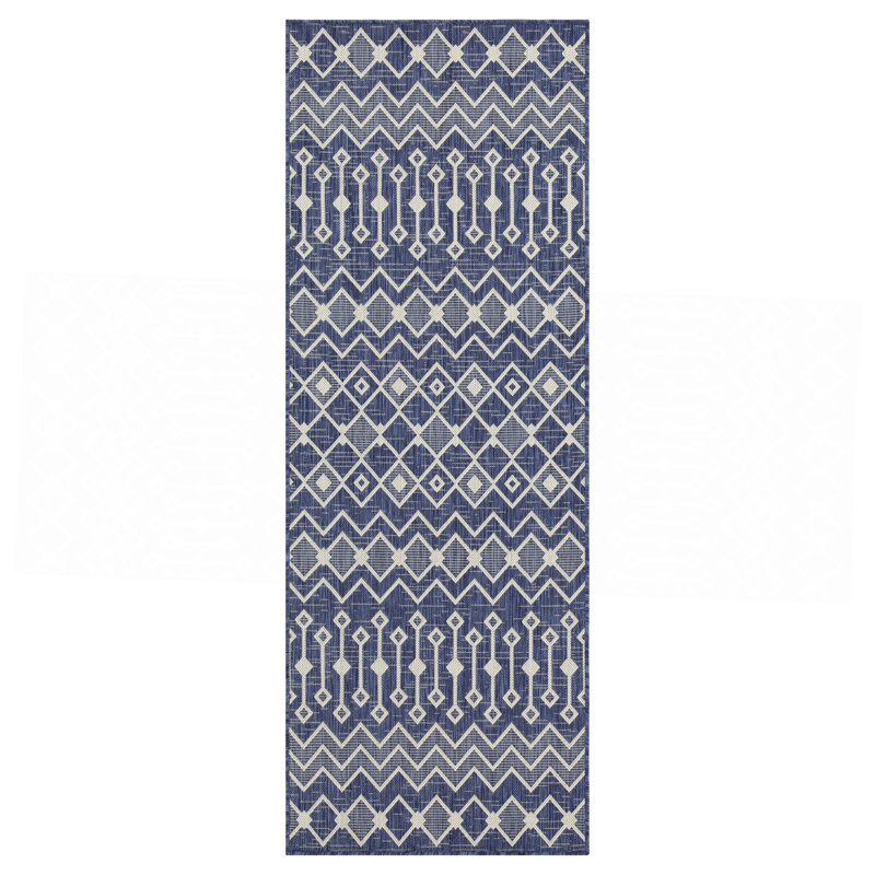 Blue Indoor/Outdoor Area Rug, Runner 2'7" x 7'3"