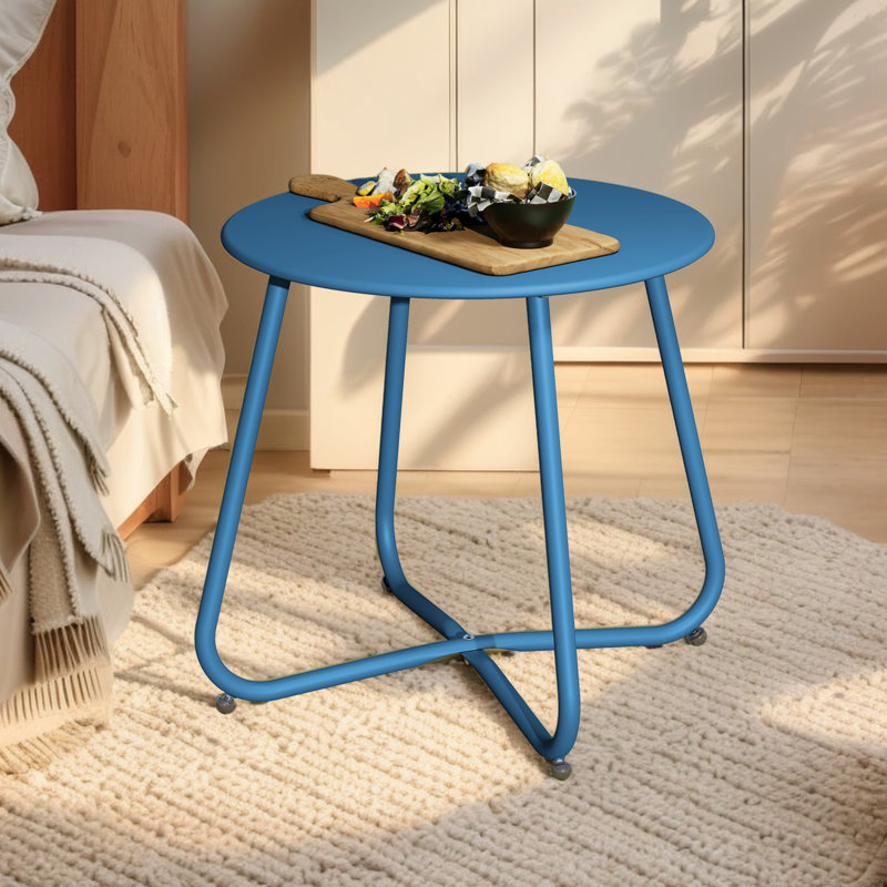 Table d'appoint en acier Ebern Designs, Bleu paon