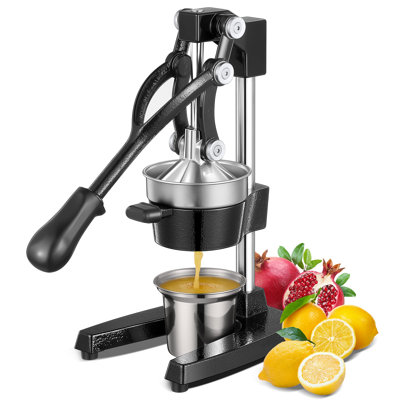 Manual Citrus Juicer Stainless Steel, Cast Iron Lemon Squeezer, Commercial Citrus Juicer Hand Press For Orange, Lemon, Pomegranate, Grapefruit, Easy To Clean Citrus Squeezer With A Stainless Steel Cup