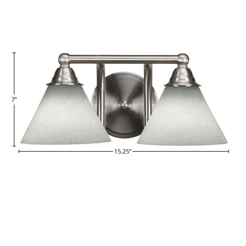 Barre d'éclairage de salle de bain 2 lumières Michell, Nickel brossé, Mousseline blanche