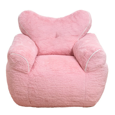 Fauteuil à billes, fauteuil à billes en fausse fourrure pour adultes, canapé confortable avec dossier en forme de cœur, grand fauteuil de lecture pour le salon, la chambre à coucher et un appartement (blanc)