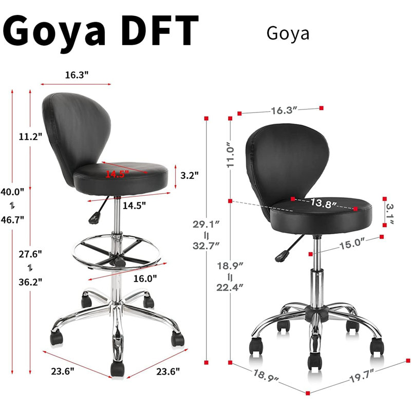Pearcy Height Adjustable Lab Stool with Foot Rest