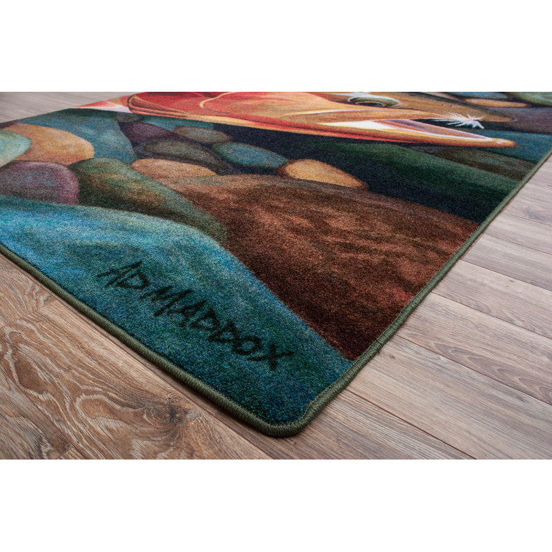 Tapis rouge / jaune Laeger, Rectangle 3 pi 10 po x 5 pi 4 po