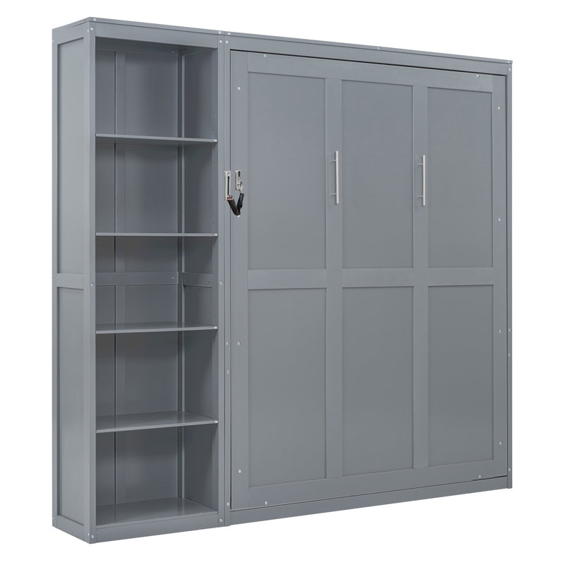 Lit escamotable mural avec tablettes Murphy, Gris