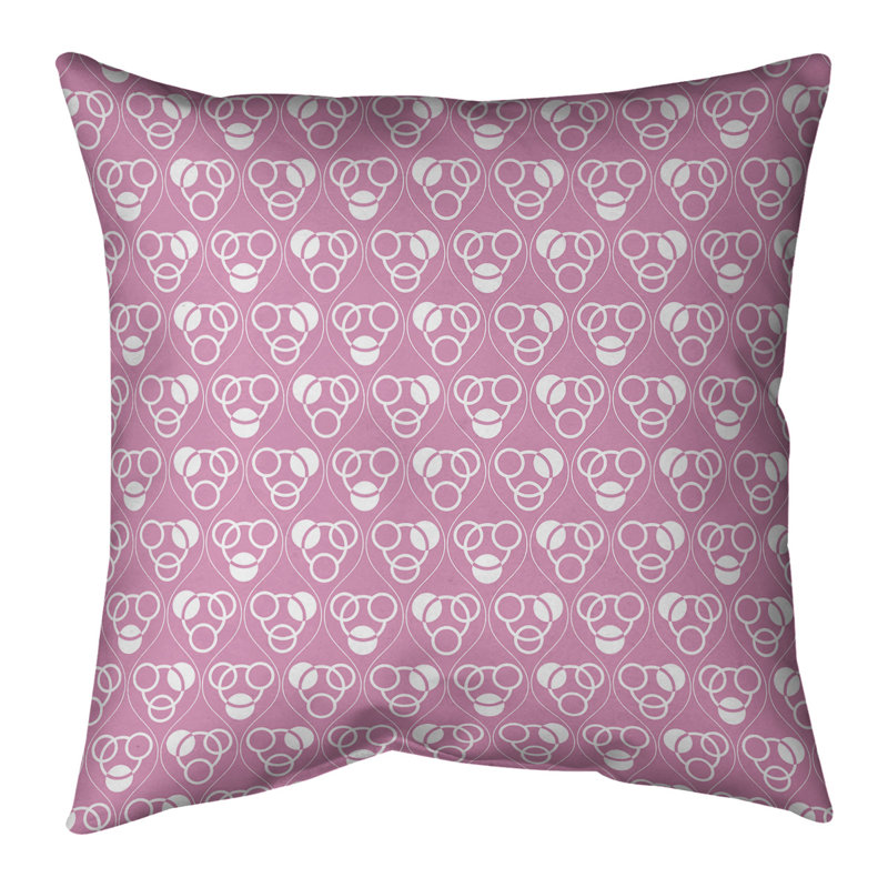 Coussin décoratif à cercles Waves intérieur/extérieur, Rose vif, 20 po x 20 po, Protection UV