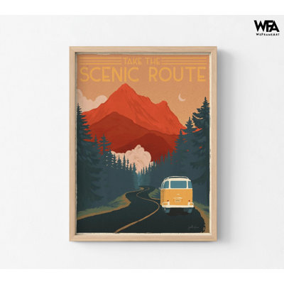 Retro Road Trip Poster Print, Framed Roadtrip Poster Prints, Vintage Poster Prints, Oversized Wall Art, Large Wall Art, Landscape Wall Art 69383