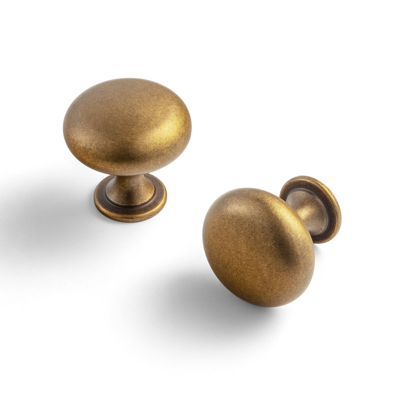 Poignée champignon 1,18 po de diamètre, Laiton antique, 1.18"