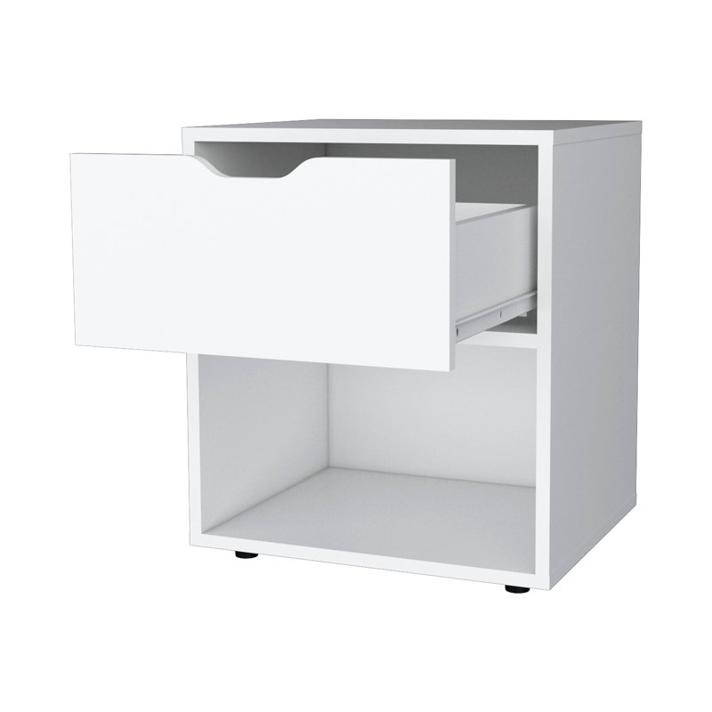Table de chevet moderne - Rangement et style pratique en bois, Blanc