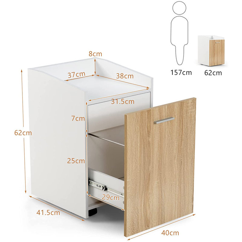 40cm Wide 1 -Drawer Mobile File Cabinet