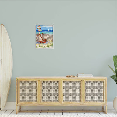 Anchor Leaning Beach Directions Sign by Paul Brent - Print on Wood
