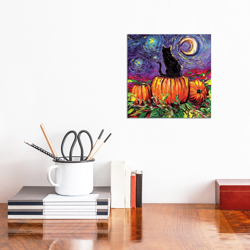 Starry Hallow's Eve by Aja Trier - Painting on Canvas, Wrapped Canvas, 30.48 cm H x 30.48 cm W