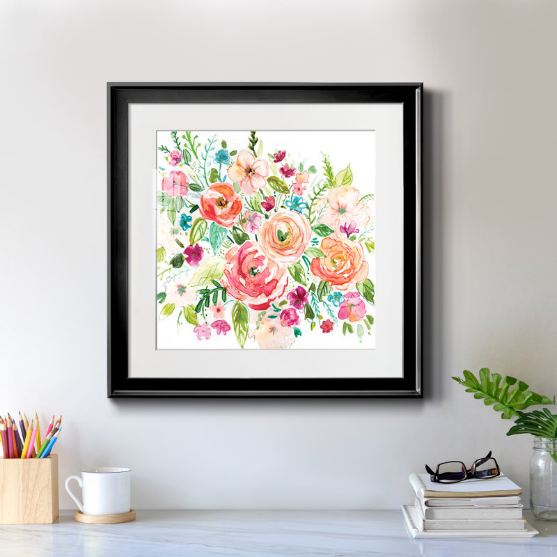 «Illustrated Garden» par J Paul, reproduction d'art sur papier encadrée, Papier encadré noir