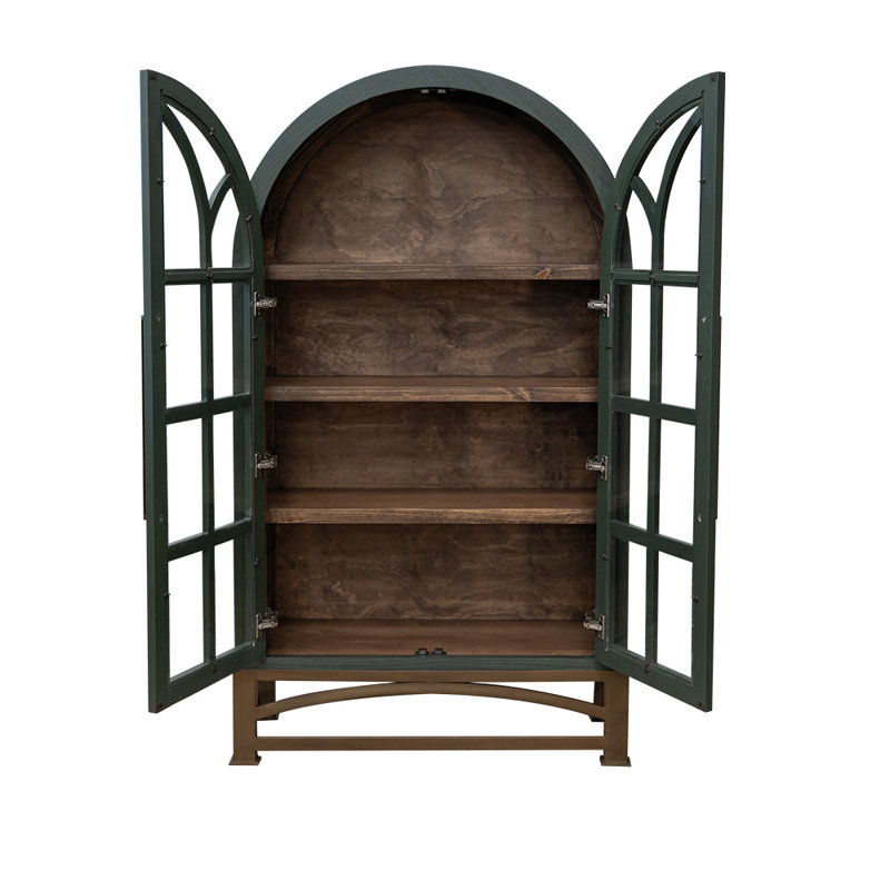 Baskerville 2 Glass Door Cabinet, Green