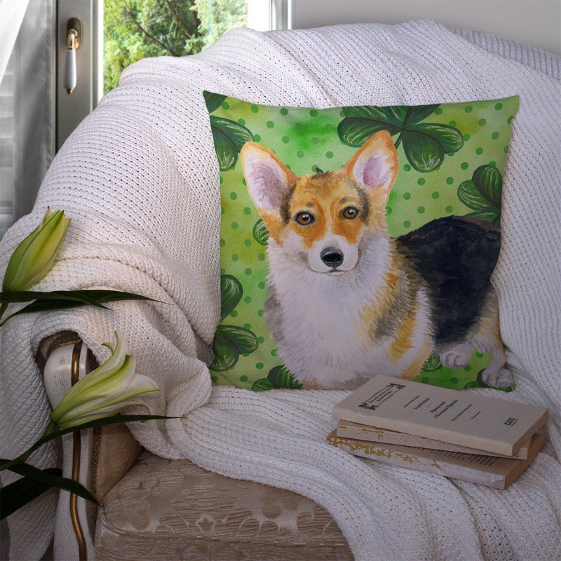 Coussin intérieur/extérieur st patrick, Corgi Pembroke, 14 po x 14 po