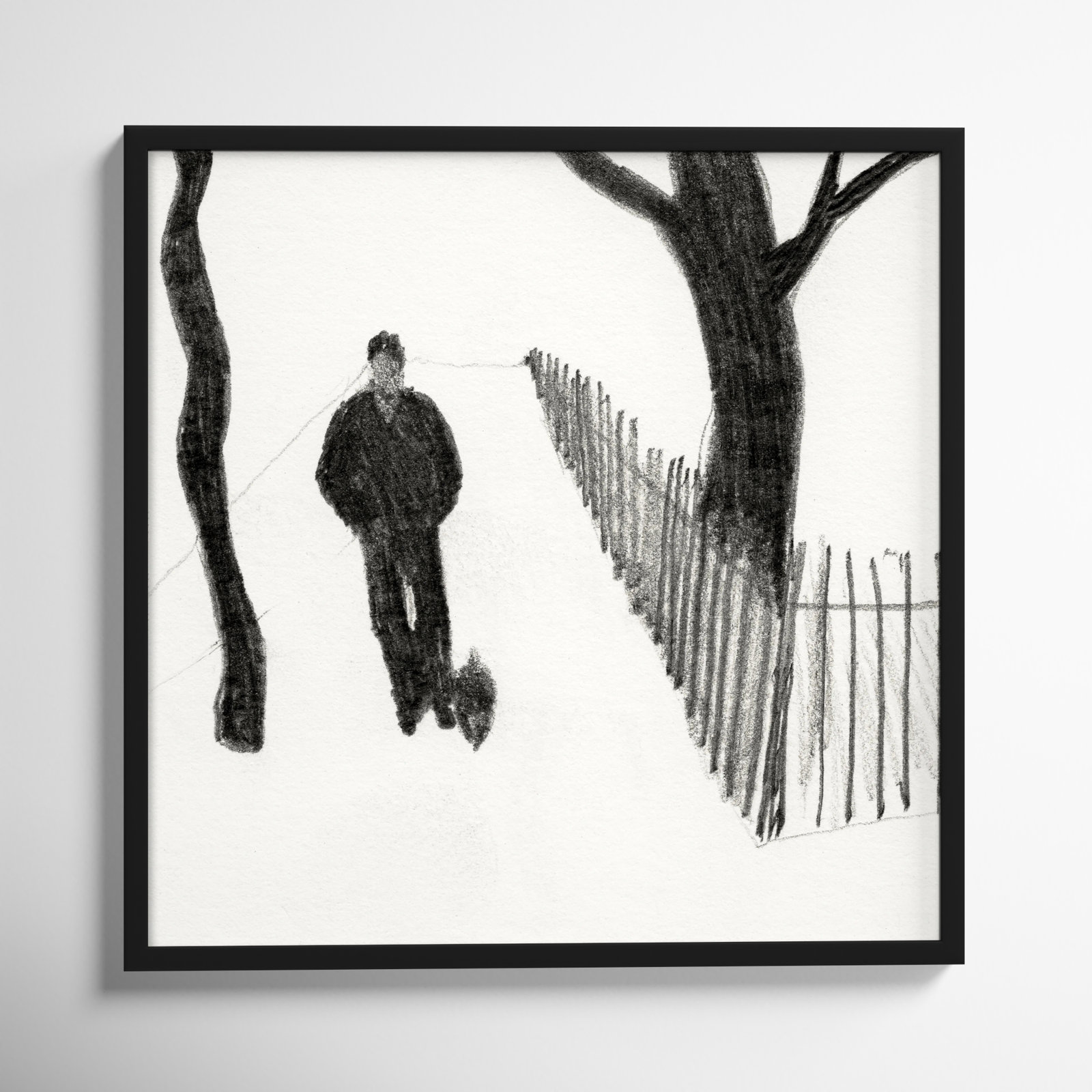Walking The Dog by Simon Schneiderman, 36" H x 36" W x 1.25" D, Black