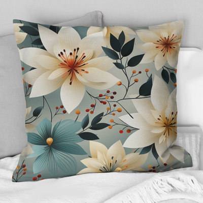 Coussin décoratif à imprimé floral antique ivoire