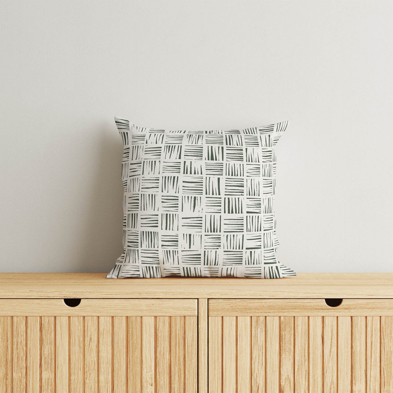 Coussin Lash, Chimichurri / géométrique vert, H 26 po x l 26 po