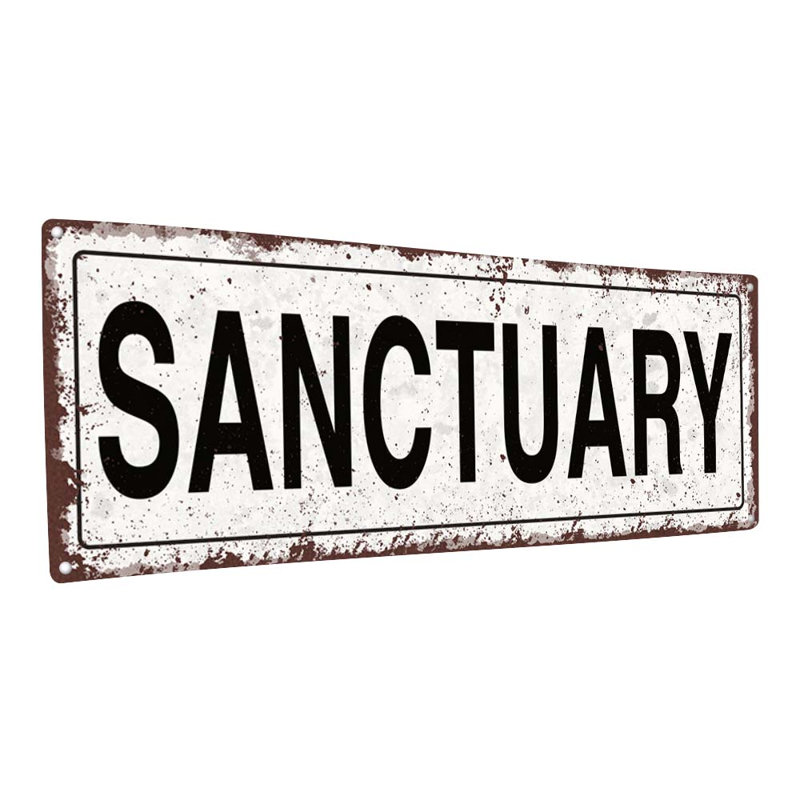 "Sanctuary Metal Sign" sur métal, H 4,25 po x l 11,5 po