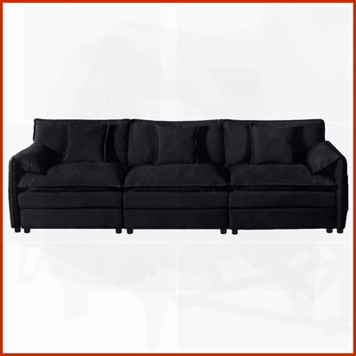 Canapé-lit modulaire moderne en chenille avec 3 repose-pieds et amp; Coussins - siège profond surdimensionné pour le salon / appartement, bleu