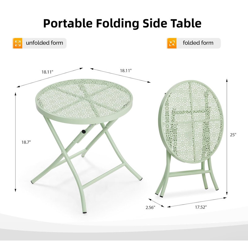 Table d'appoint pliante 18 po, Vert