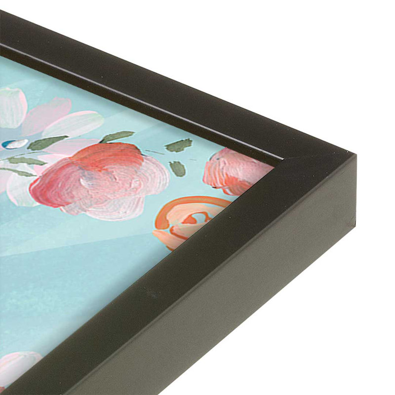 «Sunning In Florals I» par Yvette St. Amant, reproduction d'art, H 12 po x l 12 po, Noir