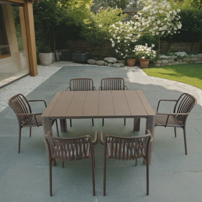 Carachure Rectangular 7 - Piece 6 - Person 100Cm L Outdoor Table Set