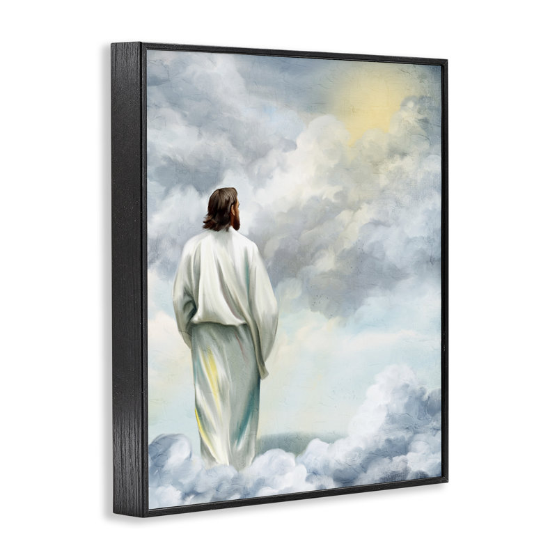 «In The Clouds», figure religieuse, estampe numérique, conception de Kim Allen, Giclée encadrée noir minuit
