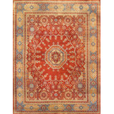 Mamluk Hand Knotted Wool Oriental Area Rug in Rust/Blue