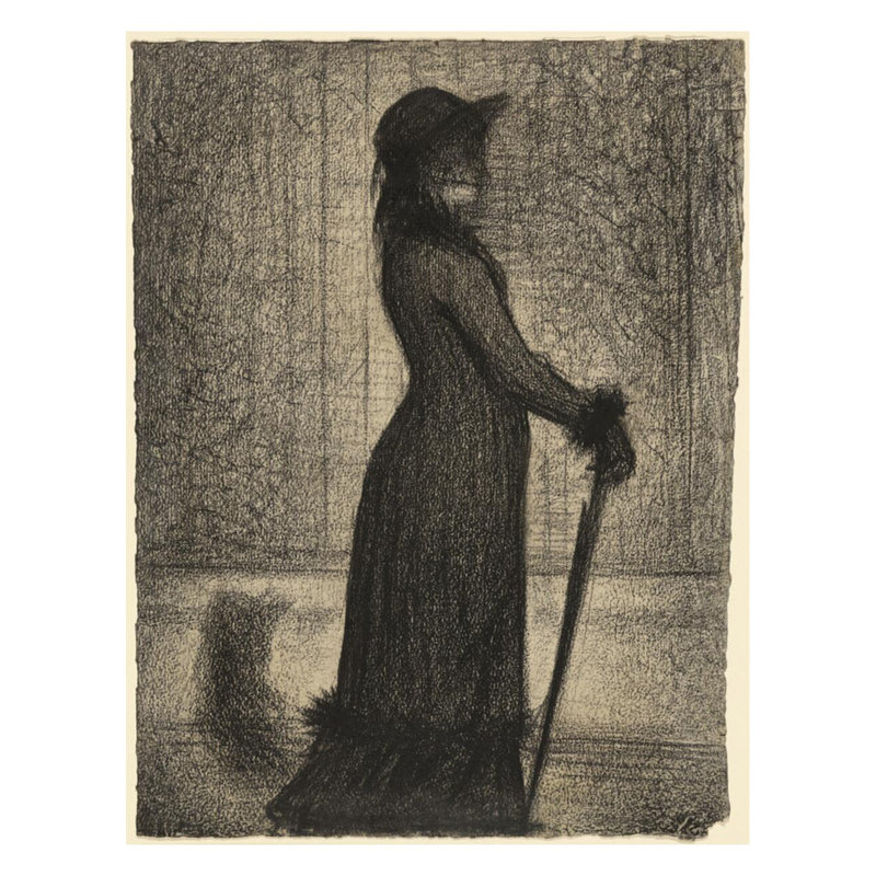 «Woman Strolling» par Georges Seurat - Estampe numérique, H 28 po x l 22 po