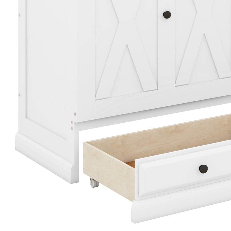 Lit escamotable pleine grandeur, armoire de rangement en bois de pin massif avec base de lit escamotable avec station de charge et grand tiroir de rangement