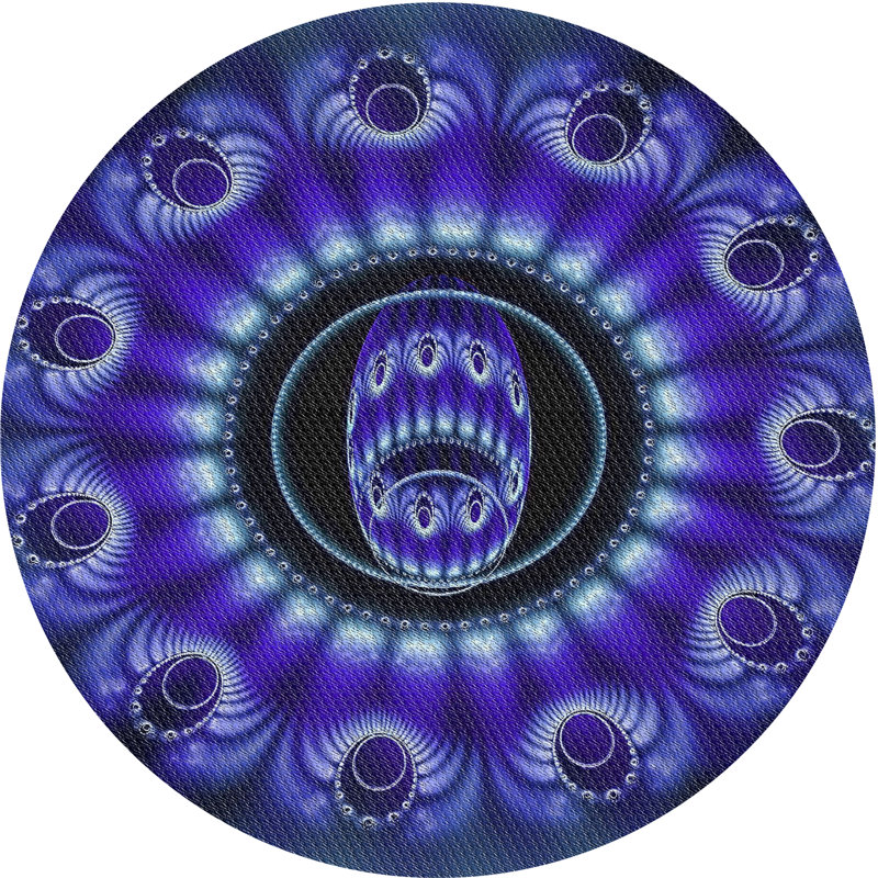 Tapis bleu/noir tissé à la machine, Rond 8 pi