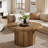 Round Elegant Coffee Table for Living Room, 31.5" Circle Center Table with Fluted Drum Base