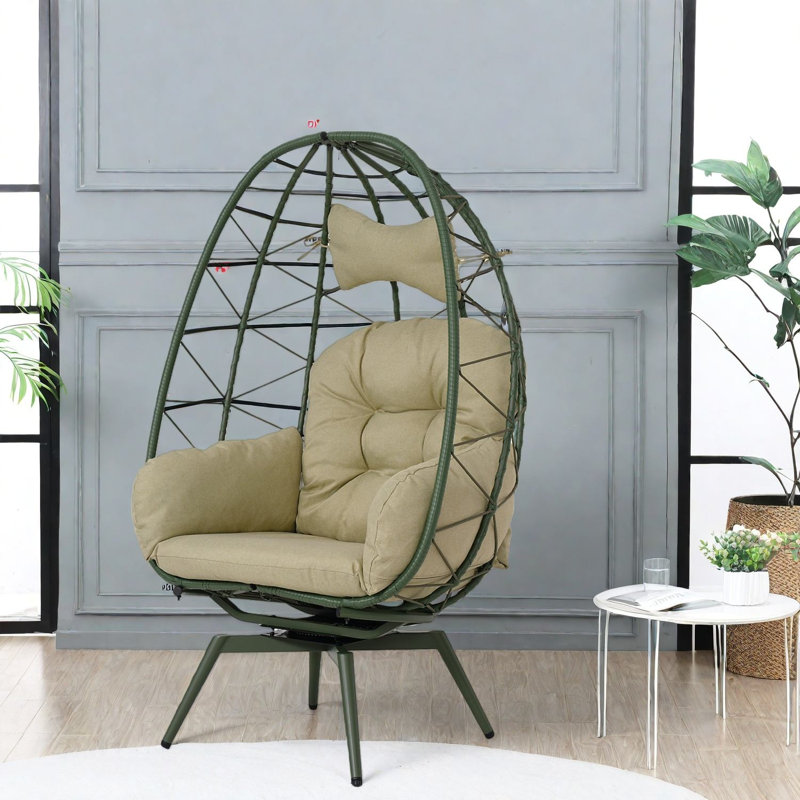 Chaises longues pivotantes de patio, chaise en rotin moderne en acier pour la maison
