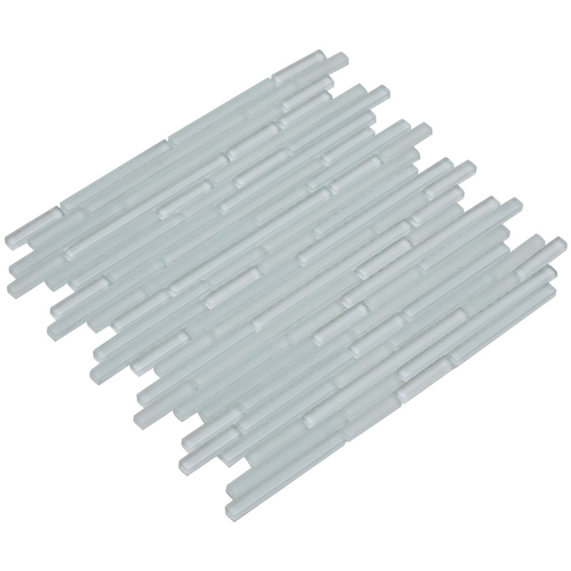 Carreau de mosaïque linéaire en verre pour mur et plancher Mahi, Blanc