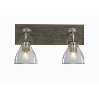 Oxbridge 2 Light Bath Bar - look Metal Finish With 6.25" Clear Bubble Glass