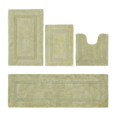 Adelen Premium 2370 GSM 100% Cotton 4 Piece Bath Rug Sets, Machine Washable, Super Absorbent & Tufted Weave Reversible Bath Mat for Bathroom, Shower, and Tub, Oeko-Tex Certified Bathroom Rugs, Sage