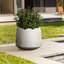 Ensemble de pots de fleurs ronds 15 pièces P 15,8 po, blanc brun imitation marbre avec trou de drainage