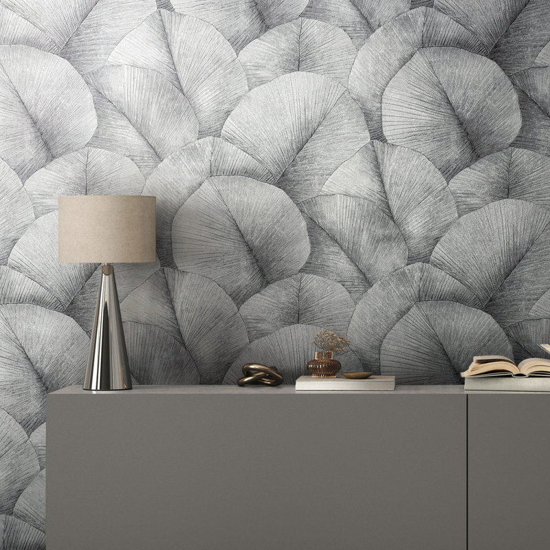 Kumano 3D Embossed Palm Leaf Wallpaper Roll, Beige